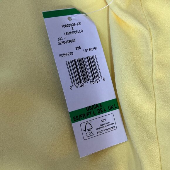 Black Label By Evan-Picone Sleeveless Shirt Large Yellow Tie Neck New - Picture 7 of 8